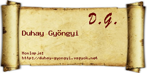 Duhay Gyöngyi névjegykártya